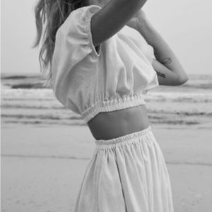 Matteau Cocoon Set Cropped Top Skirt in Ivory Size 2 Small